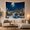 Snowy Cottages, variant on Moon Stars Snow with Covered Village Square Clear, Mystical Fantasy for Space Lovers, Galaxy Room Decor, Christmas Gift, Tapestry Wall Hanging for Bedroom and Dorm