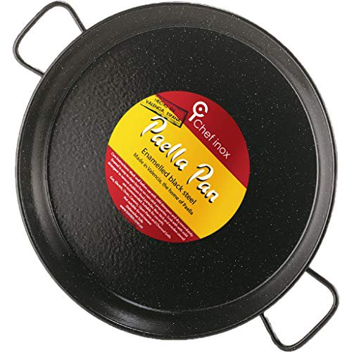 Garcima 16Inch Enameled Steel Paella Pan, 40Cm, Medium, Black