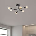 thumbnail image 2 of Swift Beacon Atomic Branch Chandelier - 6 Bulb Black Chandelier for dining room, kitchen, Livingroom, bedroom & Farmhouse, Textured Black Finish Metal Body Pendant Light Fixture, 2 of 5