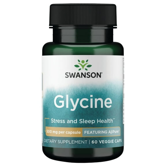 Swanson Ajipure Glycine, Pharmaceutical Grade 500 mg 60 Veggie Capsules