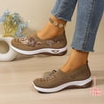 thumbnail image 4 of Rokment Womens Butterfly Embroidered Ortho Walking Shoes Ethnic Retro Casual Knit Comfortable Arch Support Platform Wedge Slip on Driving Nursing Loafers Tennis Non Slip Work Sneakers Brown Size 8, 4 of 8