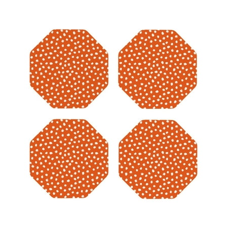 

Tideii Dots On Orange Background for Leather Coasters 4 Pieces Anti-fouling and Anti-scalding Decorative Coasters Suitable for Restaurants Kitchens Coffee Shops-Octagon