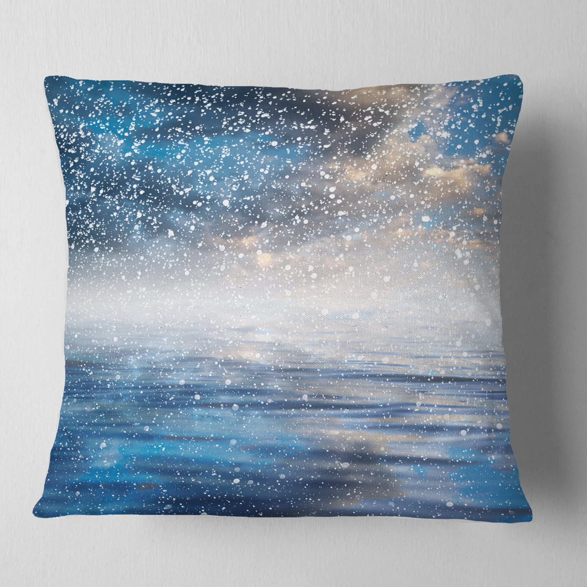 Designart Blue Sky Reflection in the Lake - Skyline Photography Throw Pillow - 16x16