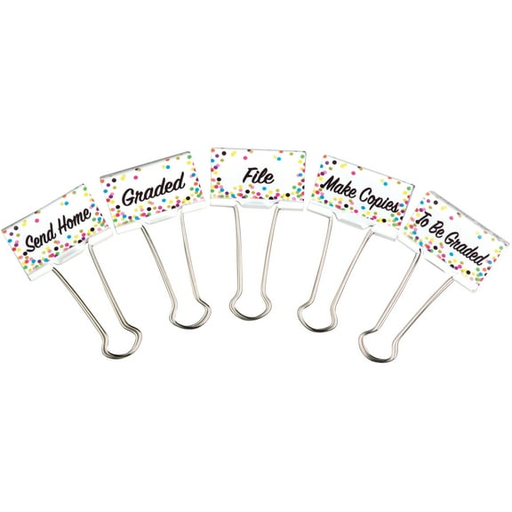 Teacher Created Resources Confetti Binder Clips, Large, Classroom Management, Pack of 5
