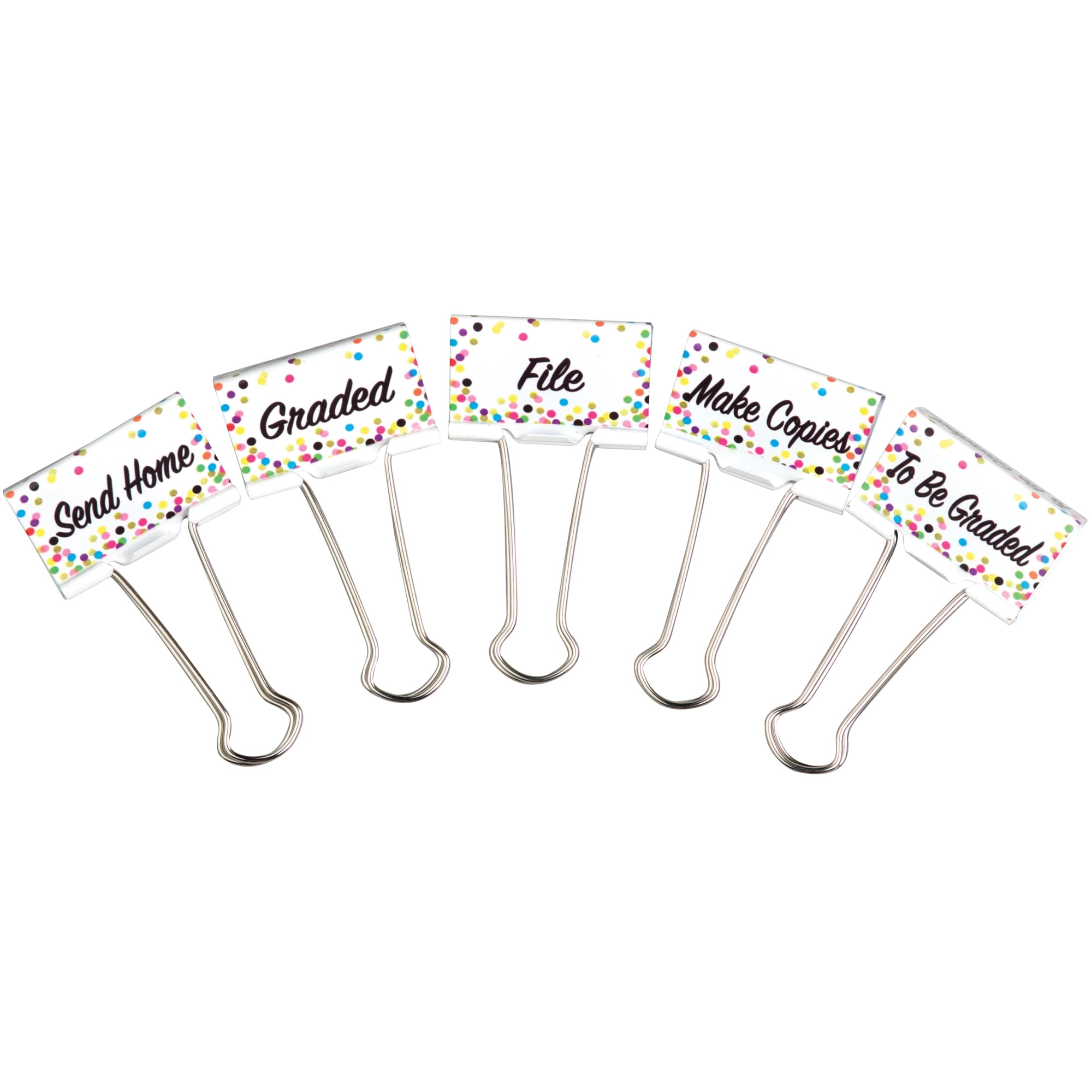 Teacher Created Resources Confetti Binder Clips Large Classroom Management Pack of 5