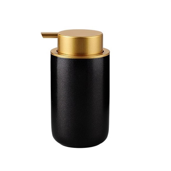 Ceramic Soap Dispenser with Easy to Press Gold Pump and Wide Bottle Mouth Black Porcelain Hand Lotion Liquid Dispenser for Shampoo Bathroom Kitchen