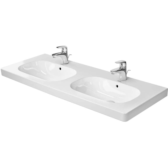 Duravit 034812-3Hole D-Code 48" Ceramic Vanity Top - White / Glazed Underside