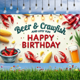 thumbnail image 7 of Rustic Theme Birthday Banner Beer Design Crawfish Elements Event Decoration Party Prop for Outdoor Celebration Picnic Summer Party, 7 of 7