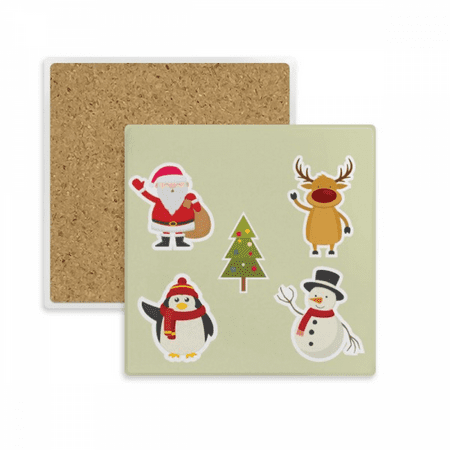 

Merry mas Snowman Festival Illustration Square Coaster Cup Mat Mug Subplate Holder Insulation Stone