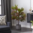 thumbnail image 2 of DecMode Traditional Green/Red Croton Artificial Plant with Black Round Pot, 27"W x 50"H, 2 of 9