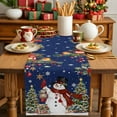 thumbnail image 4 of Table Runner 13x90in Inches Long, Winter Snowman on BlueLinen Washable Dresser Scarf White Red Flowers on TopKitchen Dinning Tablerunners for Holiday/Party/Wedding/Home Tables Decor, 4 of 9