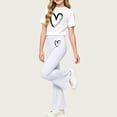 thumbnail image 4 of Juorvia Girls 2 Piece Outfits Summer Loose Fitted Crew Neck T-Shirts Micro Flare Elastic Waist Pants(2-3 Years,White1), 4 of 6