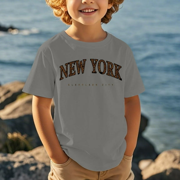 SNKSDGM White Button up Shirt Boys Size 6 Boys and Girls Printed Top Children Casual Sports Comfortable Loose Cute Short Sleeved T Shirt 8-9 Years