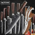 thumbnail image 2 of WXCOO Kitchen Chef Knife Set,High Carbon Stainless Steel Damascus Drawing Gyuto Cleaver Set Slicer Santoku Chef Knife Meat Cleaver Boning Knife Chicken Bone Kitchen Shears Duck Cutter Kitchen Scissors, 2 of 16