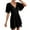 Black, variant on Women Dress Short Sleeve Solid Color V Neck High Waist A Line Summer Short Dress