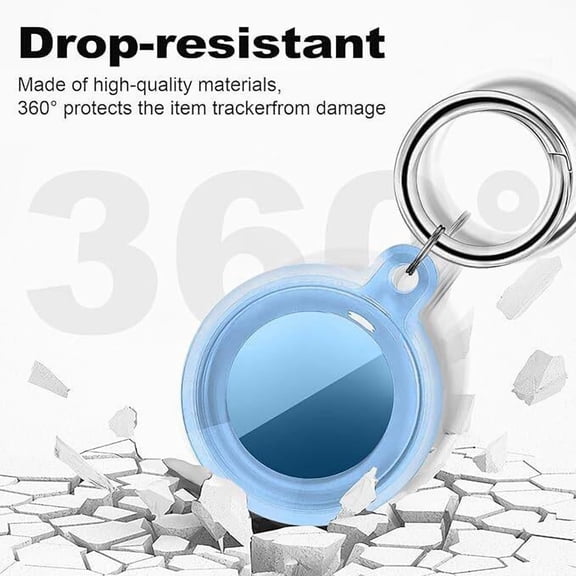 Waterproof Blue AirTag Holder Keychain Full Body Anti Scratch Case for Keys Luggage Dog Collar Stylish Accessory