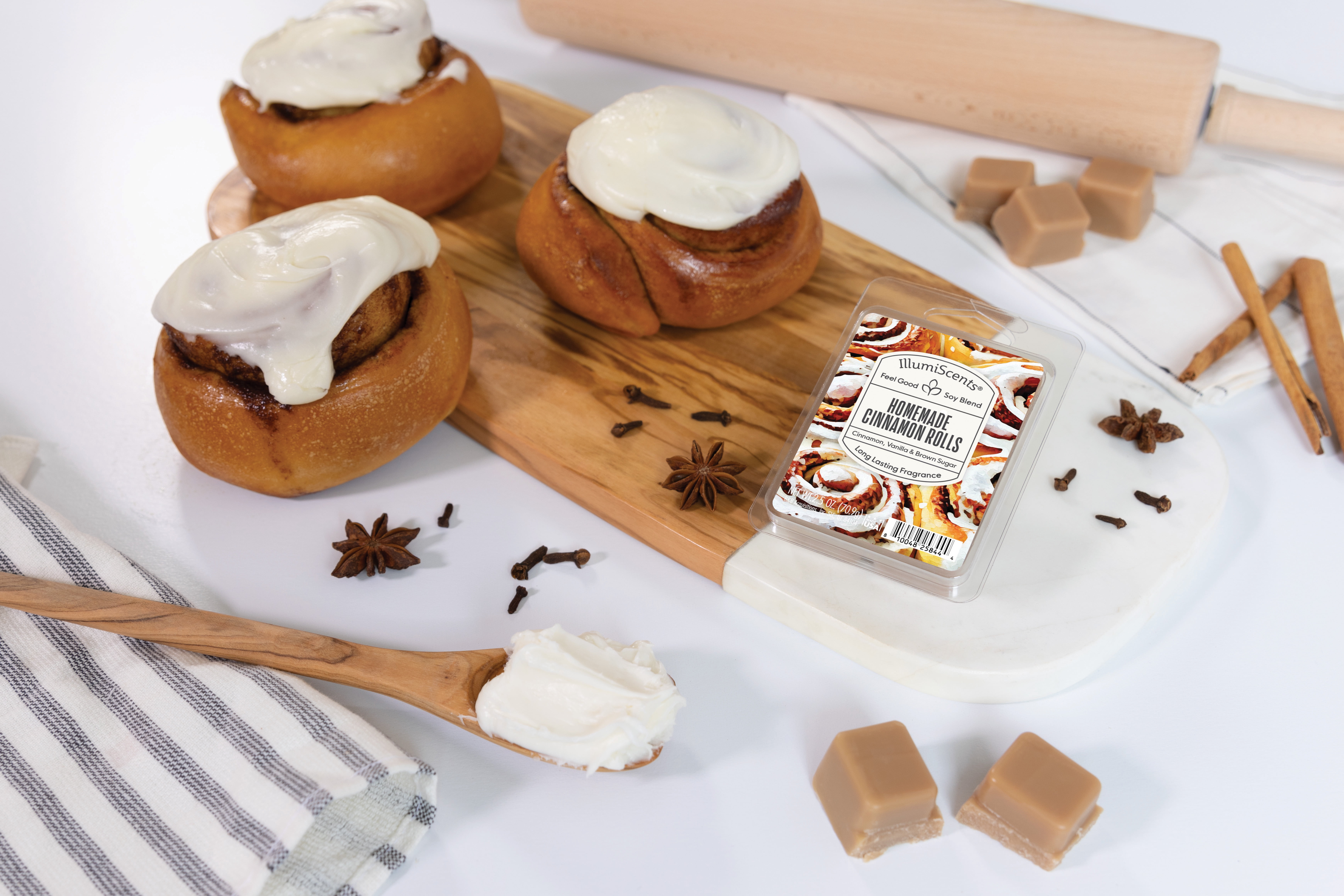(3 pack) IllumiScents 2.5 oz Soy Blend Wax Melts, Homemade Cinnamon Rolls,  (1-Pack)