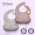 thumbnail image 2 of Silicone Bibs for Babies, Waterproof Baby Feeding Bibs with Food Catcher Pocket, Adjustable Silicon Bibs for Toddlers (Argil/Pale Mauve), 2 of 5
