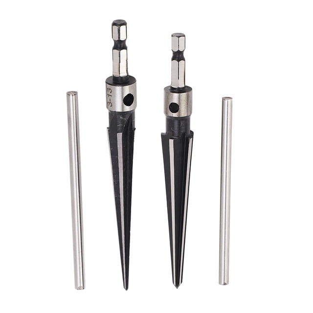 Escariador cónico de 6 flautas, vástago hexagonal, mango en T, para madera y plástico, de 5 a 16 mm y 3 a 13 mm