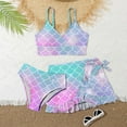thumbnail image 2 of ibiyuan 3t Bathing Suit Girl ,3 Pieces Girls Dress Up Clothes Adjustable Straps Girls Swimwear Tankini Ruched Side Bikini Set Swim Tank Top Ruched Color Block Modest Swimwear,11-12 Y, 2 of 3