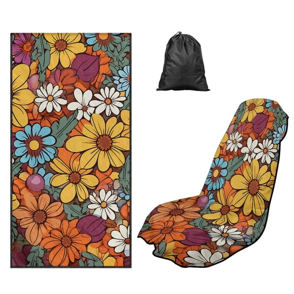 FOR U DESIGNS Floral Print Car Seat Towel Covers Portable Washable Car Towel Seat Cover with Seat Absorption Athletic Outdoor Sport Running Towel