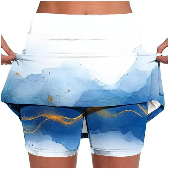 Miqool Womens Tennis Skirt with Pockets Inner Shorts Retro Floral High Waisted Athletic Golf Skort Skirts for Workout Sports Running Pickleball