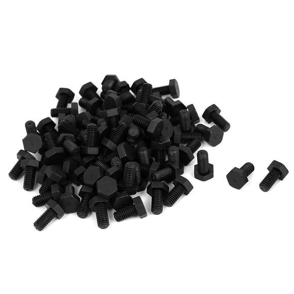 Unique Bargains M6x12mm Full Thread Nylon Metric Hex Hexagon Head Cap Screw Bolt Black 100Pcs