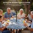 thumbnail image 3 of Round Outdoor Tablecloth with Umbrella Hole and Zipper, Blue Grey Palm Leaves Tablecloth with Elastic Waterproof, Summer Botanical Tropical Leaf Patio Table Covers for 45" - 54" Picnic Pool Tables, 3 of 9