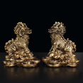 thumbnail image 3 of 1 par de estatuas Kylin de Feng Shui, figuras chinas para decoración del hogar, sala de estar u oficina Cobre 9x9.5cm, 3 of 9