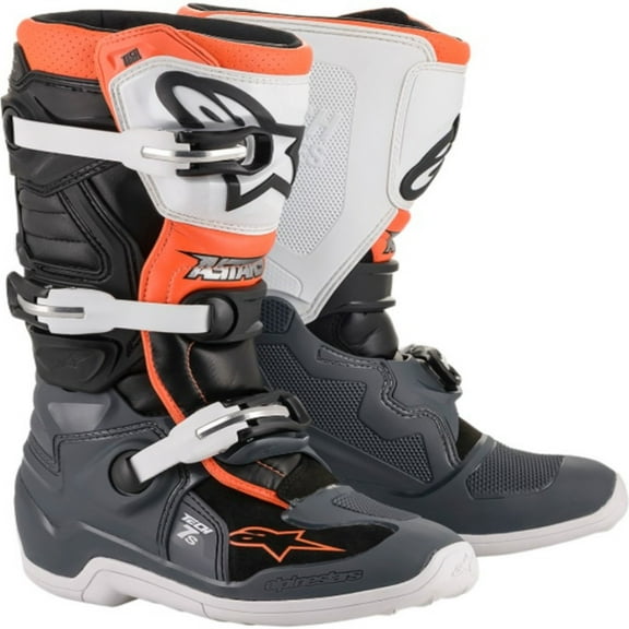 Alpinestars Tech 7S Youth Boots (3, Black/Gray/White/Fluo Orange)