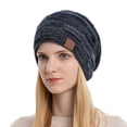 thumbnail image 2 of Gorro de Punto de Lana de Colores Mezclados de Cachemira de Otoño e Invierno BRILLAR 2 Piezas Azul Marino, 2 of 5
