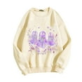 thumbnail image 5 of VKOYWKM Women Oversized Sweatshirt Halloween Ghost Graphic Sweatshirt Crewneck Long Sleeve Fall Pullover Party Tops Oversized Sweatshirts, 5 of 5