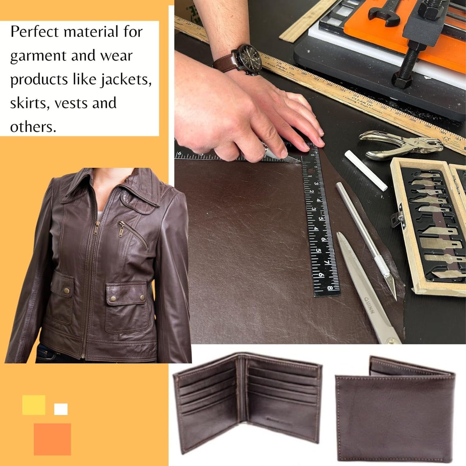 ArtisanCowhides Genuine Lambskin Full Grain Soft Garment Leather Sheets - Chocolate Brown 6-7 Sq ft