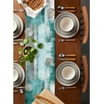 thumbnail image 4 of Table Runner Dresser Scarf 13 x 36 Inch Abstract Retro Turquoise White Paint Texture Table Runners Non-Slip Heat Resistant Kitchen Dining Table Decor for Indoor Outdoor Home Party Decoration, 4 of 7