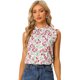 thumbnail image 1 of Blusas florales sin mangas con cuello alto para mujer Tops con volantes de verano blanco M, 1 of 6