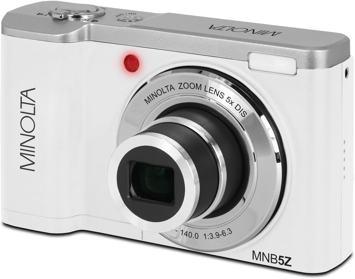 Minolta MNB5Z 56MP Dual Lens Point & Shoot Digital Camera with 5X Optical Zoom & 5K Ultra HD Video Bundle With 32GB Memory Card + Vlogger Tripod + Bag + Cleaning Kit + More Accessories (White)