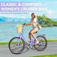 thumbnail image 5 of 26" Beach Cruisers for Women, Pipleo Bikes for Women with Rattan Basket, 7-Speed & Step-Through Frame, 5 of 8
