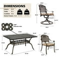 thumbnail image 3 of Haverchair 7-Piece Outdoor Furniture Dining Set, All-Weather Cast Aluminum Conversation Set Includes 1 Rectangular Table and 2 Swivel Chairs and 4 Chairs, 3 of 9