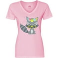 thumbnail image 3 of Inktastic Hipster Raccoon, Raccoon With Glasses, Flowers Women's V-Neck T-Shirt, 3 of 5