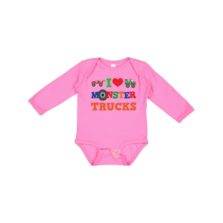 

Inktastic I Love Monster Trucks Gift Baby Boy or Baby Girl Long Sleeve Bodysuit