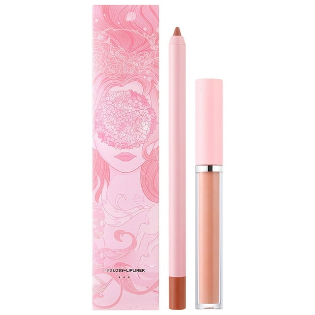 Rouges à Lèvres pour Femmes Waterproof Crochet Ligne Rouge à Lèvres Stylo Moussant Crayon à Lèvres Jamais Décolorant Gloss 2 en 1 Boîte Tout en 1 Waterproof Longue Durée Gloss