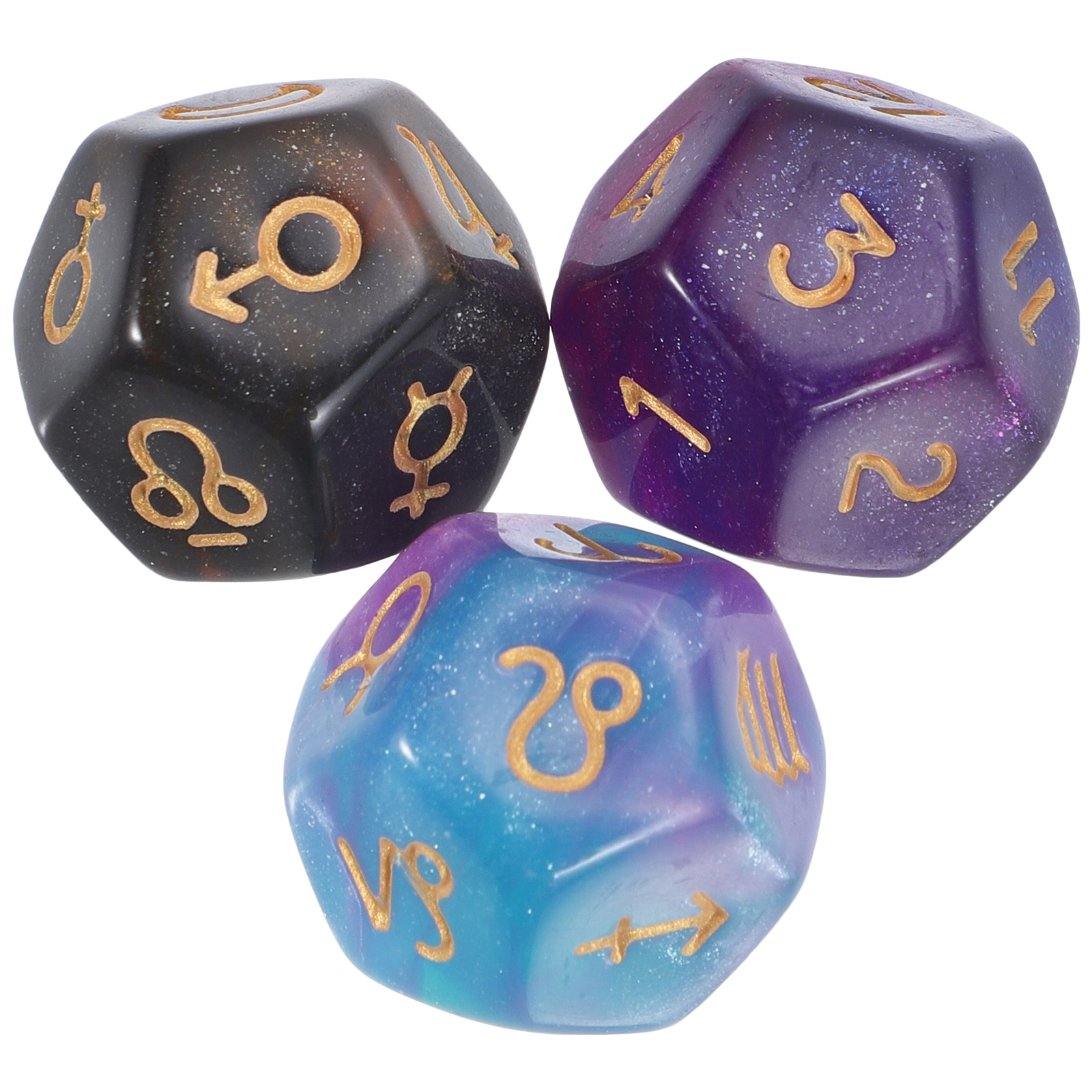 3 pcs Polyhedral Dice Table Game Dice 12 Sides Dice Tabletop Dice