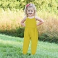 thumbnail image 4 of USNSM Toddler Kids Girls Sleeveless One Piece Jumpsuits Loose Fit Casual Summer Solid Color Romper Trendy Baggy Harem Pants with Pockets Yellow 4 Years, 4 of 5