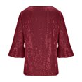 thumbnail image 4 of Womens Sequin Tops Long Sleeve Sparkly Shirt Glitter Party Blouses Dressy Casual Concert Disco Outfits, 4 of 9