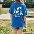 thumbnail image 3 of CCRFTGI Love Like Jesus Cute Shirts for Girls Boys Size 6 Summer Short Sleeve Letter Tee Shirts Casual Loose Comdy Clothes for Teen Girls Crew Neck Shirts Light Blue 10-11 Years, 3 of 5