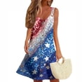 thumbnail image 2 of Women's V-Neck Sleeveless Sundress, Casual Summer Dress with Independence Day Print, Comfortable Fabric for Festivals and Parades,Sky Blue XL, 2 of 4