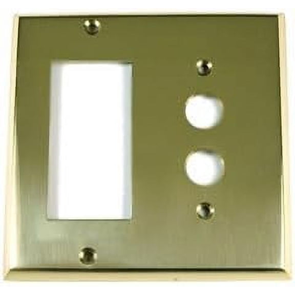 Polished Brass 2 Gang Wall Plate - 1 Push Button Light Switch 1 GFI/Rocker