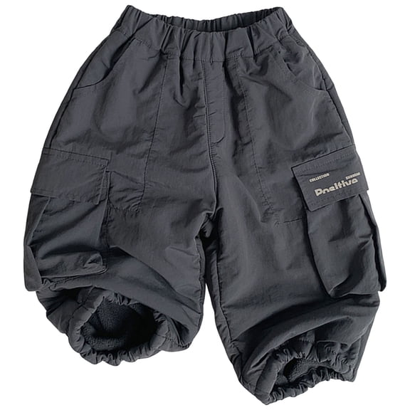 Zshosam Boys Pants Boys Cargo Pants Elastic Waist Pockets Casual Hiking Trousers Adjustable Ankle Trendy Pants for Kid Size 3T 4T,(Dark Gray 3-4 Years)