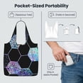 thumbnail image 4 of Geometric Hexagon Modern Black Blue Foldable Reusable Shopping Bag Large Capacity Tote Handbag Storage Pouch for Travel Work, 4 of 6