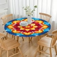 thumbnail image 3 of Rainbow Tie Dye Mandala Pattern Round Fitted Tablecloth with Elastic Edge,Dining Table Cover Waterproof,Outdoor Round Tablecloth for Camping,Dining,Indoor and Outdoor, 3 of 7